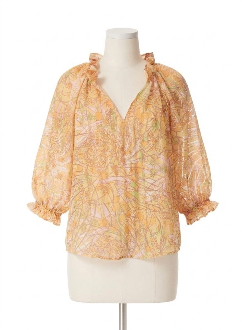 NEW GILNER FARRAR sunshine print ellie blouse in yellow